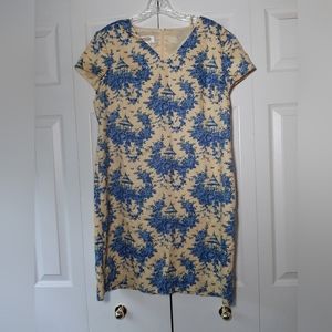 Vintage yellow and blue Talbots sheath dress